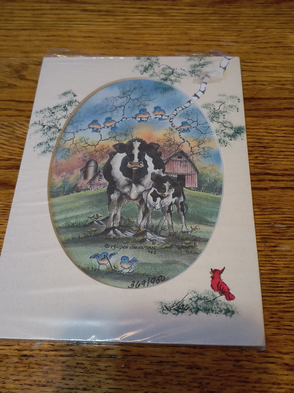 Kendra Schwabel Signed Numbered Limited Edition Art Print 1993 Cows Farmhouse